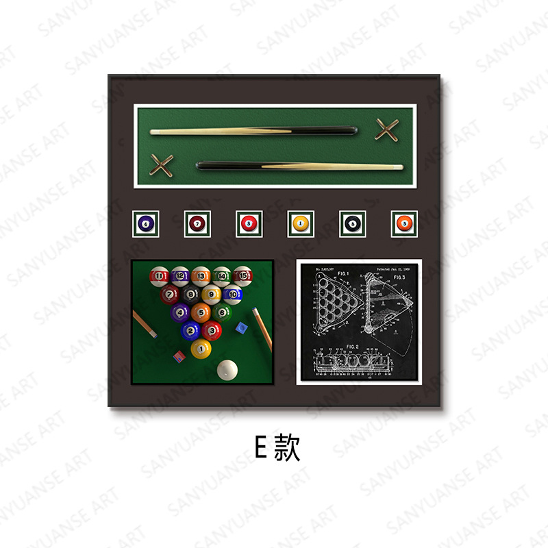 Sala de billar Pintura colgante Sala de billar tridimensional Mural Pintura de decoración de restaurante tridimensional Pintura colgante de billar