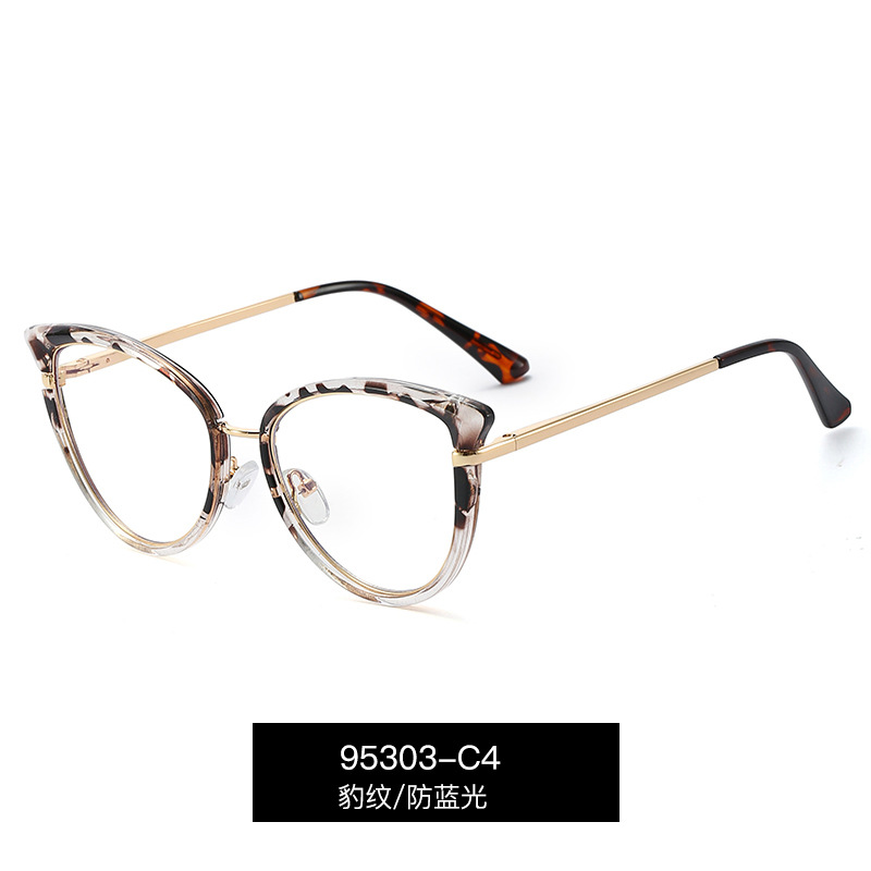 95303 nueva moda Comercio exterior TR gafas ópticas ojo de gato marco anti-azul gafas de luz hembra fábrica en stock venta al por mayor