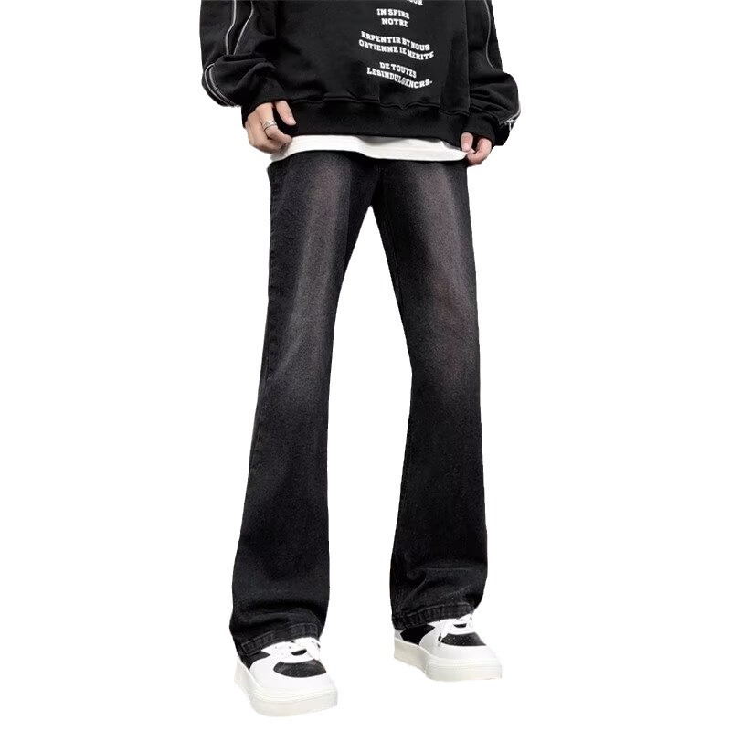 Primavera y otoño jeans negros marca de moda para hombres vibe pantalones anchos rectos sueltos pantalones casuales retro americanos