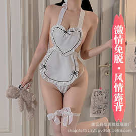 情趣内衣性感系带蝴蝶结吊带睡衣女露背纯欲可爱甜美超短围裙套装