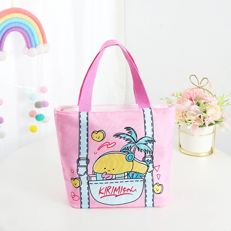 Cartoon linen bag, handheld lunch box bag, tableware for elementary school students, organizer bag, food bag