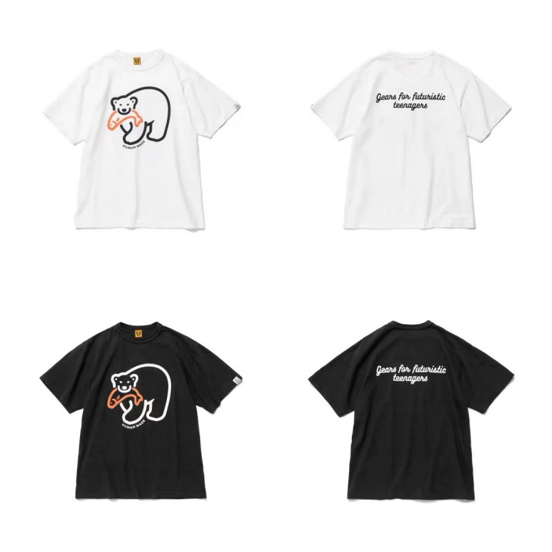 スポット日本製ヒューマンサマーヘビーウェイトバンブーコットン半袖Tシャツルーズカジュアルラウンドネックプリント|undefined