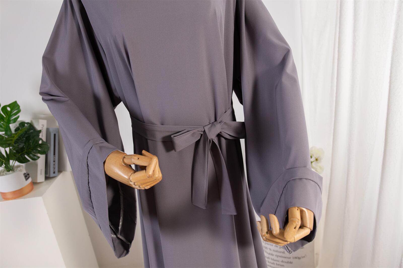 Cross-border Women's Dress, Solid Color Islamic Clothing, Dubai Saudi Turkey Robe, Middle Eastern Foreign Trade Style_ecoleips.com