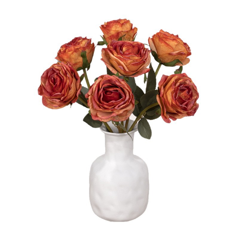 Rosas de seda de imitación de flores de lichia rosa mano ramo de flores decoración interior europea flores falsas