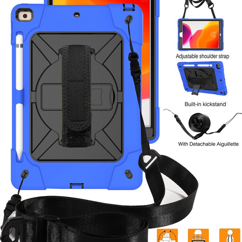 Amazon New iPad Pro 10.2inch Tablet Rugged Silicone Protective Case Hand Rest Shoulder Strap Protective Case