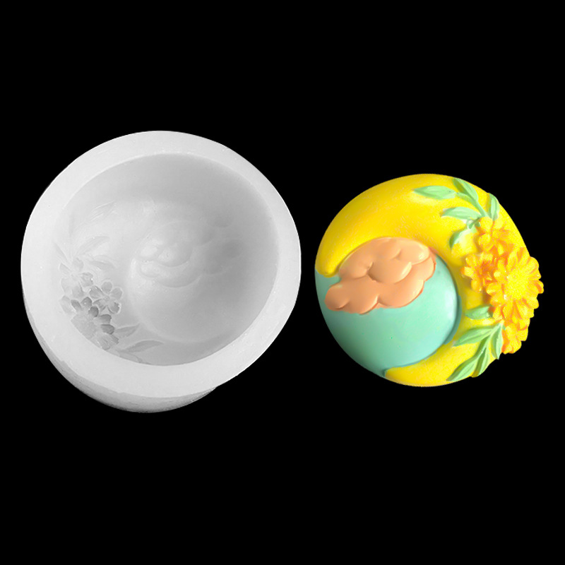 Nueva flor cuadrada de doble orificio y caja de jabón de flor de luna molde de silicona molde de silicona de decoración de yeso casero de bricolaje