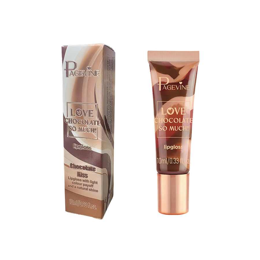 Brillo labial de chocolate PAGE VINE para comercio exterior, bálsamo labial hidratante con efecto agua, aceite voluminizador de labios, bálsamo labial hidratante transfronterizo.