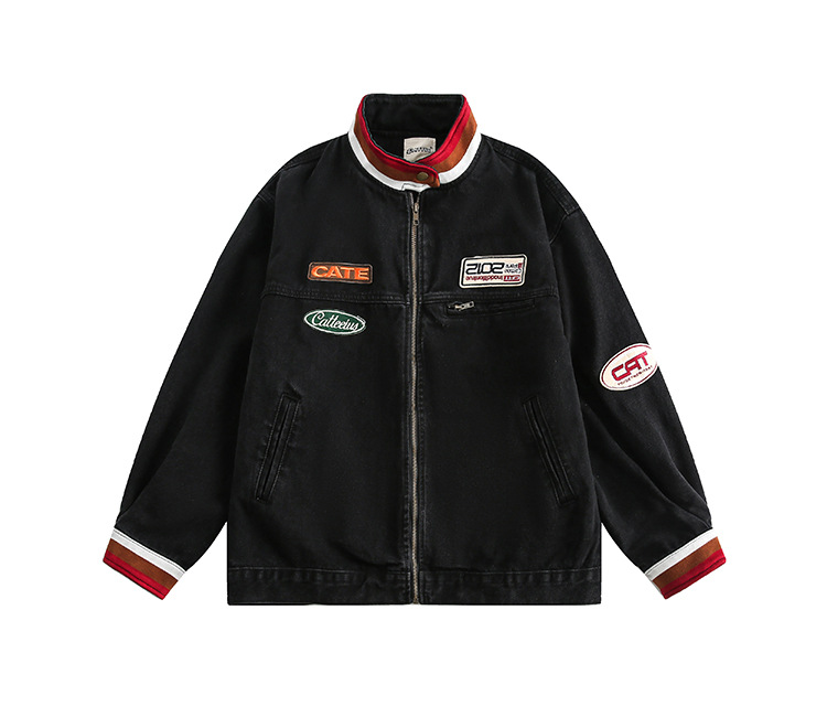 Denim Jacket Men Retro High Street Motorcycle Style Jacket Top_voghion.com
