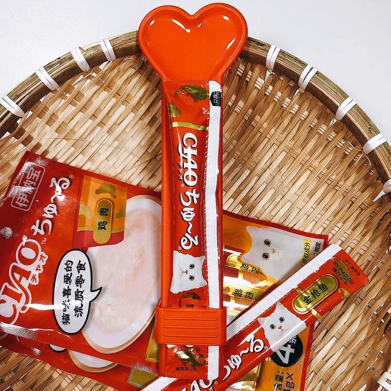 Inabao Кормушка для кошек в полоску Закуска для домашних животных Кошачья полоска Ложка Сожмите кошачью полоску Артефакт Сожмите кошачью полоску Специальная домашняя кошка