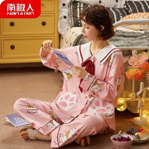 Lindo pijamas de las mujeres primavera y otoño de manga larga 100% algodón 2022 nuevo estilo princesa algodón desgaste del hogar