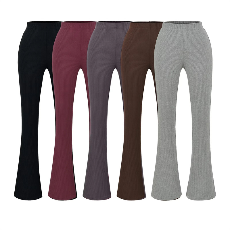 Lazy Style Threaded Knitted Micro-Flared Pants for Women in Autumn, Versatile and Comfortable High-Waisted Sports Yoga Pants Lazy Style Threaded Knitted Micro-Flared Pants for Women in Autumn, Versatile and Comfortable High-Waisted Sports Yoga Pants