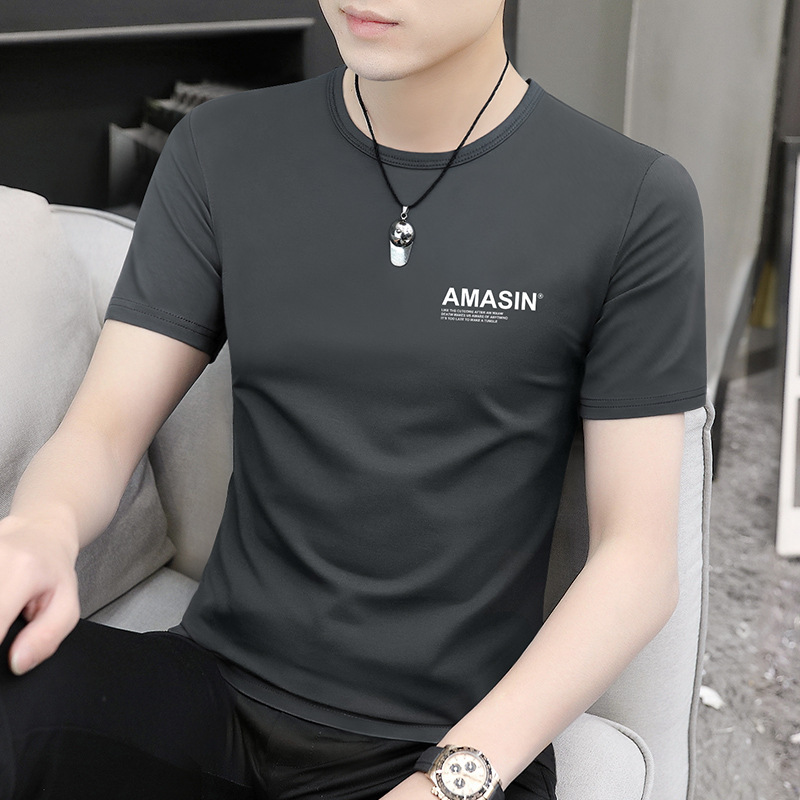 Modal Ice Silk Men's Short-sleeved T-shirt 2024 Summer New High-end Genuine Quick-drying Half-sleeved T-shirt