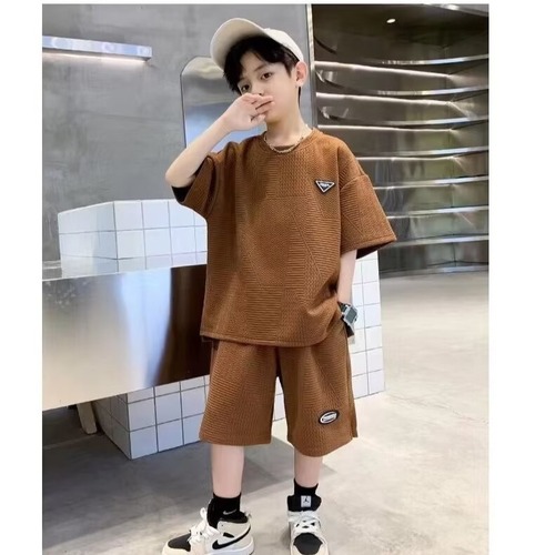Children's Summer Outfit Set for Boys 2024 New Arrival Medium and Large Kids Men's Summer T-Shirts Thin Stylish Trendy