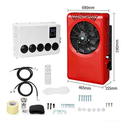 Cross-Border Backpack-Style Parking Air Automotive air conditioning - 24v-legacy-backpack-style-vertical-screen-indoor-unit-red-outdoor-unit