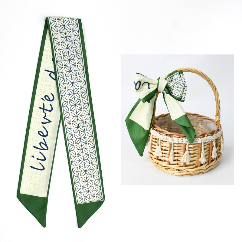Primavera y otoño lindo y dulce bufanda de seda larga cinta para el cabello caja de regalo bolsa de amarre cinta multifunción fresca pequeña y versátil