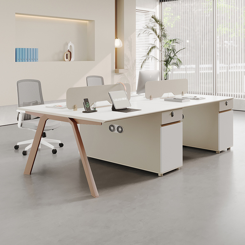 Staff Desk, Simple and Modern 4-Person Stylish Card Holder Screen, Financial Staff Office Desk and Chairs