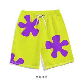 代发跨境派大星同款短裤男夏季宽松睡裤海绵宝宝休闲裤情侣海边度