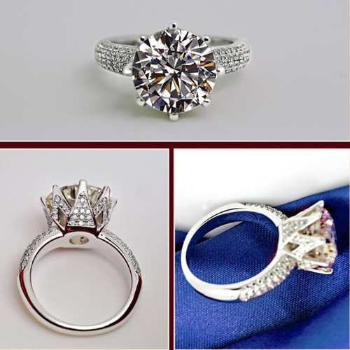 Best selling pigeon egg zircon ring in Europe and America Luxurious crown group full of diamonds eight hearts and eight arrows 5 carat large diamond ring