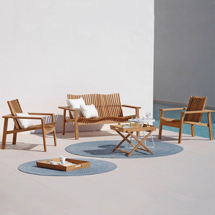 Teak outdoor sofa Hotel Villa solid wood table and chair designer creative outdoor courtyard villa leisure furniture