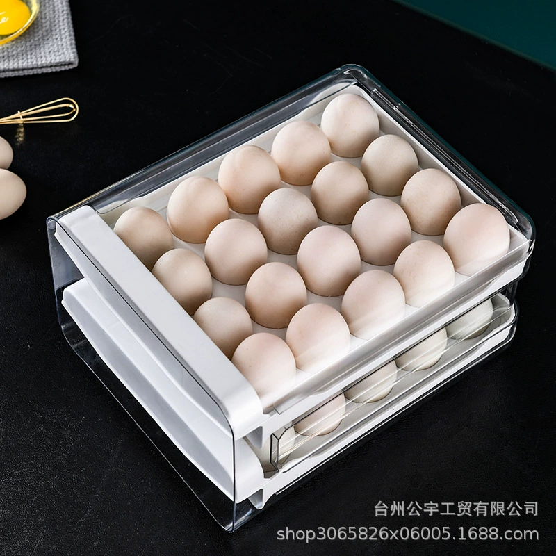 Household refrigerator egg storage box drawer -style stacking capacity kitchen eggs preserved box PET refrigerator box