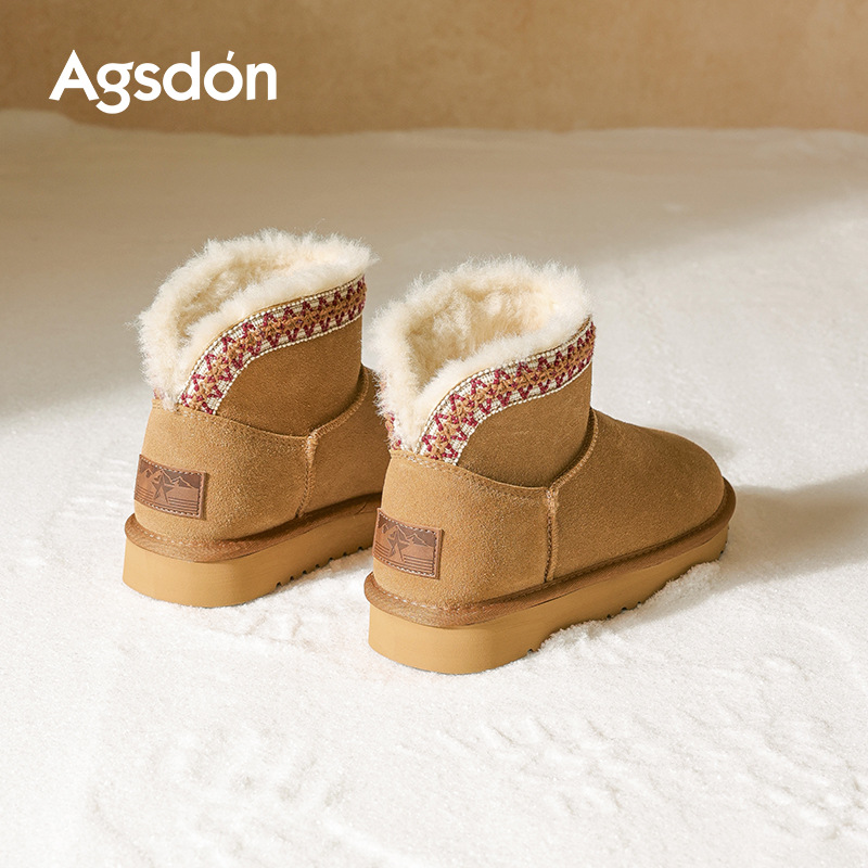 Botas de nieve de terciopelo de Dengxiang 2025 nuevas botas cortas de invierno con suela gruesa, zapatos de algodón gruesos