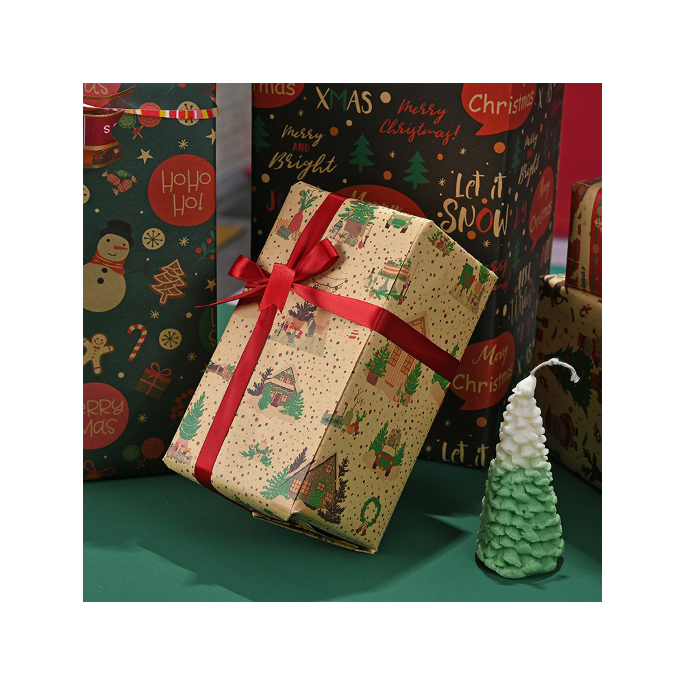 Papel de regalo navideño transfronterizo al por mayor, exquisitos regalos de Navidad con dibujos animados, gran éxito de ventas transfronterizo