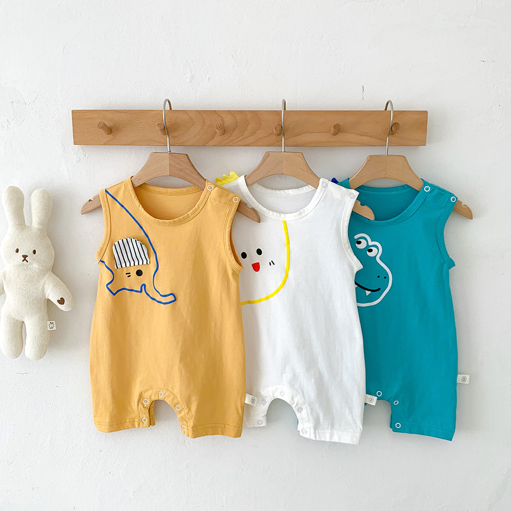 Baby Clothes Summer Baby Short-sleeved Cotton Climbing Clothes Men's Newborn Cute Cartoon Boomsuit Summer Hakka Women