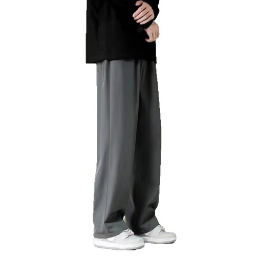 Summer thin ice silk straight-leg pants for work, men's loose long pants, student versatile casual pants, cross-border