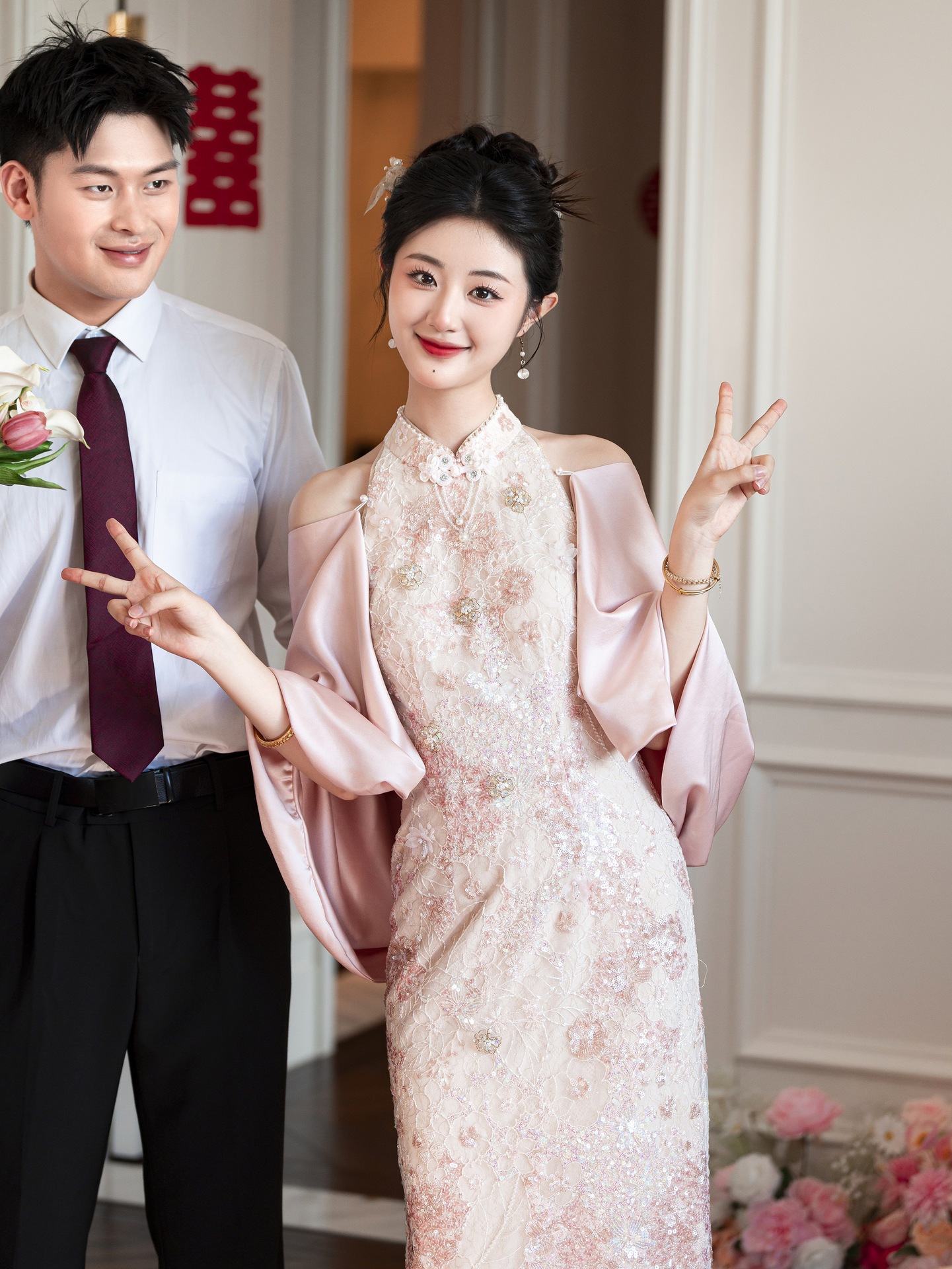 Cheongsam trajes de brindis de otoño 2025 nuevo rojo nuevo estilo chino mejorado compromiso ropa de banquete de moda retro image 7