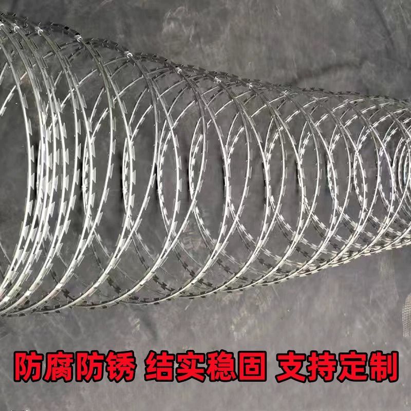 刀片刺绳防护网不锈钢刺丝滚笼刺网带刺铁丝防盗防爬刺围墙防爬网