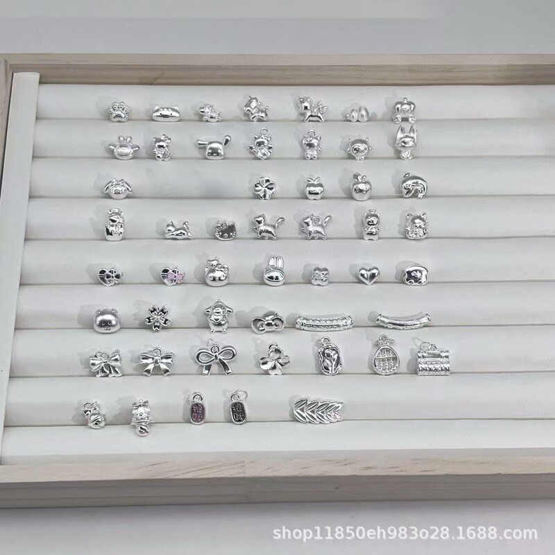 S999 Pure Silver Tsundere Cat Baguette Cat Bow Wind Chime Dolphin Zodiac Year of the Horse DIY Accessories Hand-Woven Ornaments