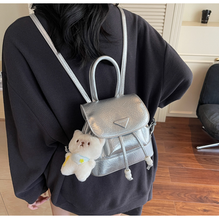 Stylish and sweet casual mini shopping and travel backpack 2025 New style, trendy and versatile solid color hand-held backpack undefined