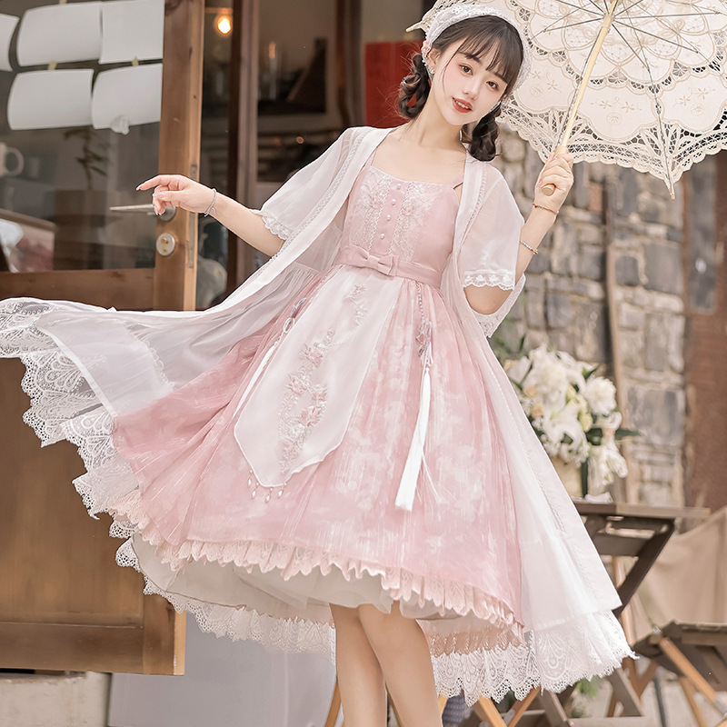 Diseño original de polvo de tabaco Dai estilo chino mejorado Han elementos Han ropa de mujer con vestido de cabina exterior 8633