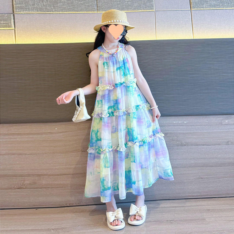 女童波西米亚无袖连衣裙2025夏季新款儿童洋气度假裙子中大童长裙