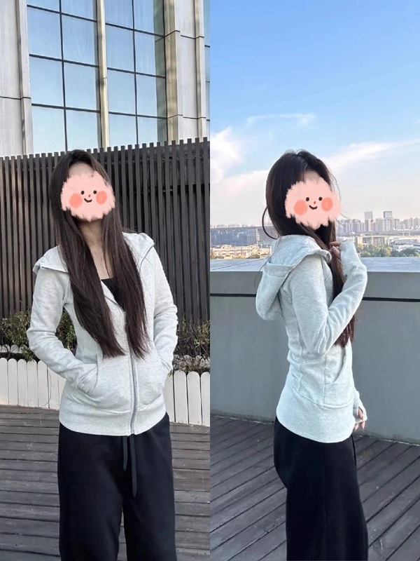 即墨卫衣修身外套女春秋2025新款女装正肩连帽上衣收腰拉链开衫厚|undefined