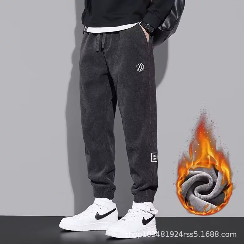 Спортивные штаны на флисовой подкладке с завязками на щиколотке, Мужские осенне-зимние 2023 новый модный бренд, свободные Молодежные спортивные штаны, модные повседневные брюки