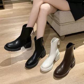 马丁靴女英伦风瘦瘦靴女款2025秋冬新款厚底中筒靴粗跟显瘦短靴女