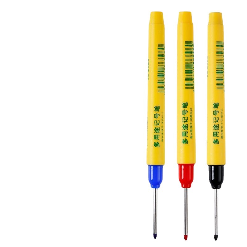 33mm长嘴深孔长头记号笔黑色防水不掉墨细头标记笔木工专用油性笔