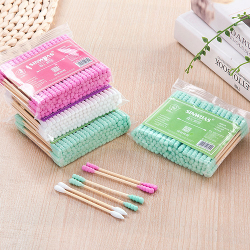 Double-ended disposable cotton swabs for ear removal, cotton swabs, makeup removal, makeup hygiene, ear removal cotton swabs, cotton wood swabs