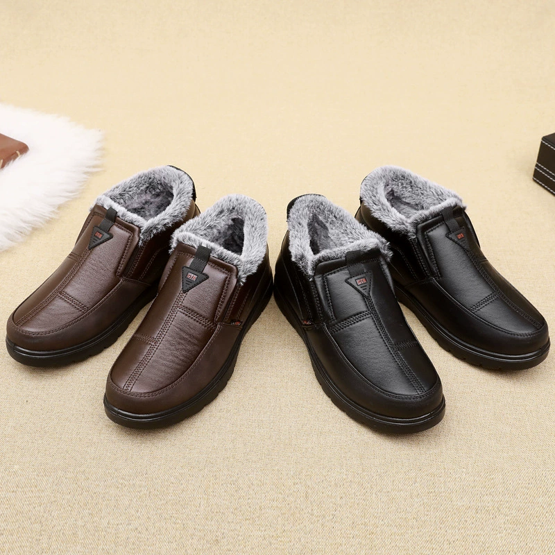 Men’s winter fleece boots, warm faux‑fur lining, non‑slip sole, sizes 39–44