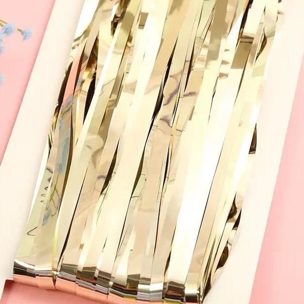 1 * 2m cortina de seda brillante decoración de la fiesta pared de fondo de oro de brillo de aluminio cortina de seda fábrica al por mayor