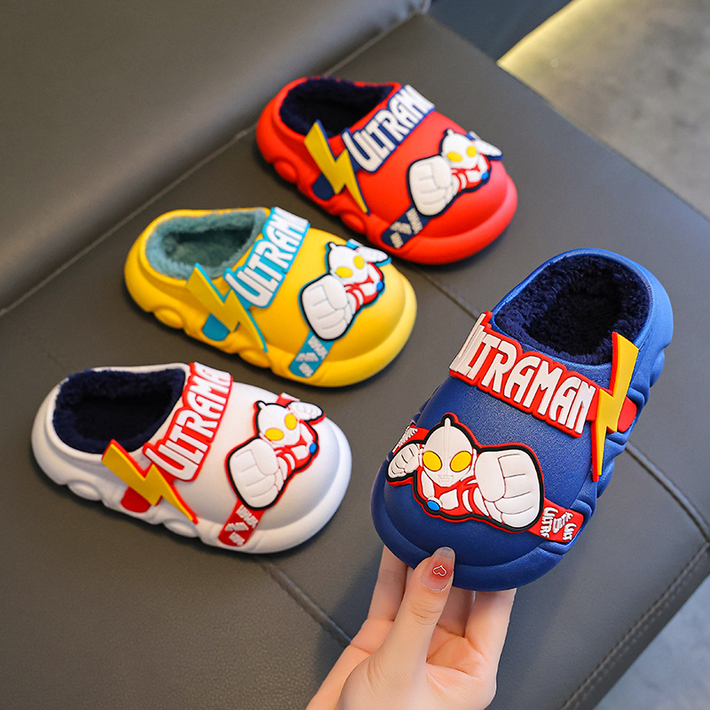 Zapatillas de algodón de invierno para niños, impermeables, cálidas y antideslizantes, zapatillas de algodón de lana para niños.