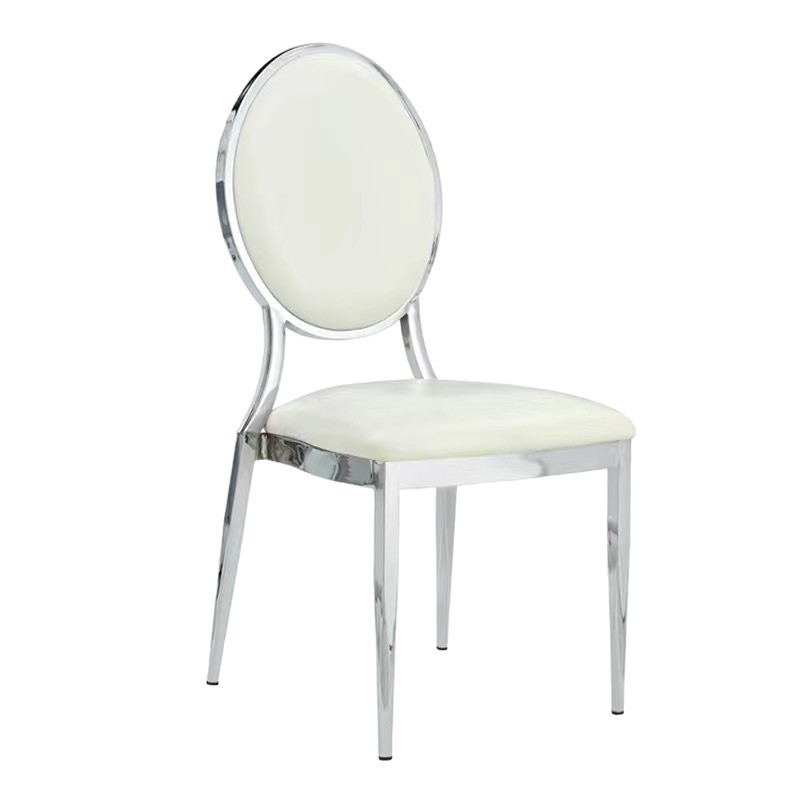 Sala de banquetes de bodas de hotel galvanizado solar silla de espalda redonda Napoleón silla de plata silla de hierro forjado silla de bambú al por mayor