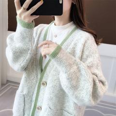 雪尼尔毛衣女外套2025女装春秋厚水貂绒宽松外穿慵懒风针织开衫