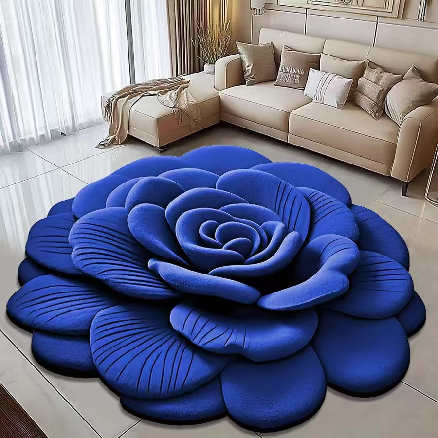 Grensoverschrijdende 3D visuele vloermat van kristalfluweel, antislipmat met bloemenpatroon voor badkamerdeur, groothandel in slaapkamertapijten_voghion.com