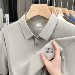 2025 新しい夏のアイスシルクメンズ半袖 Tシャツシームレスナイロンクールカジュアルビジネスハイエンドメンズ Tシャツ