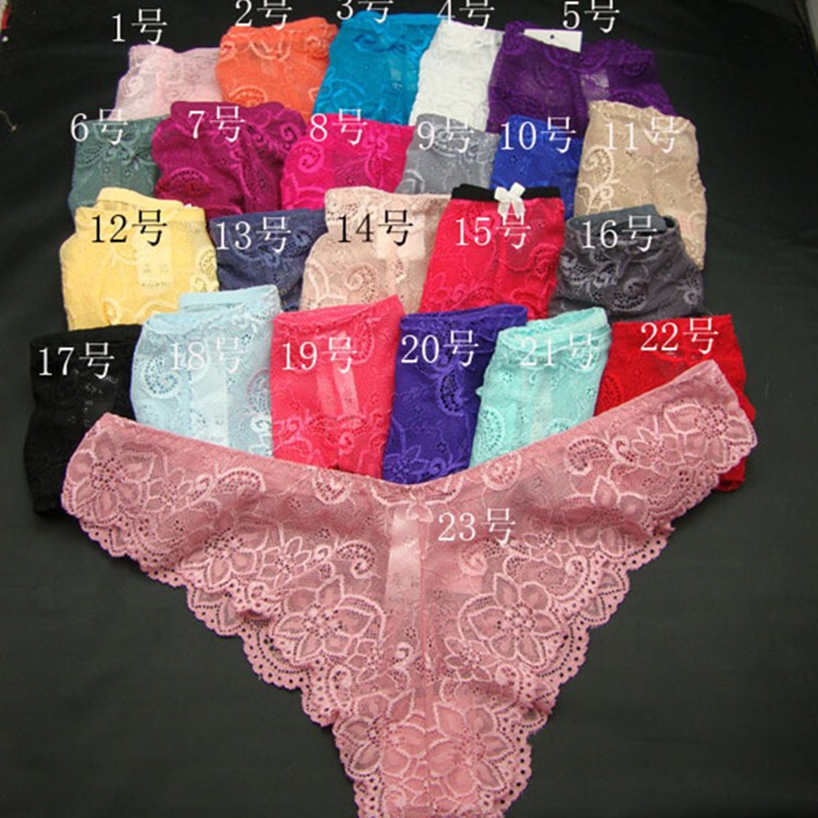 Special offer cross-border lace thong women's lace breathable underwear low waist women's briefs long-term supply Multi-Color