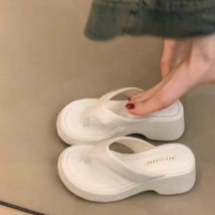 Versión de piel de oveja ~ Sandalias de leopardo rosa de nicho Sandalias y pantuflas de cuña de fondo suave para mujer Zapatos romanos de suela gruesa