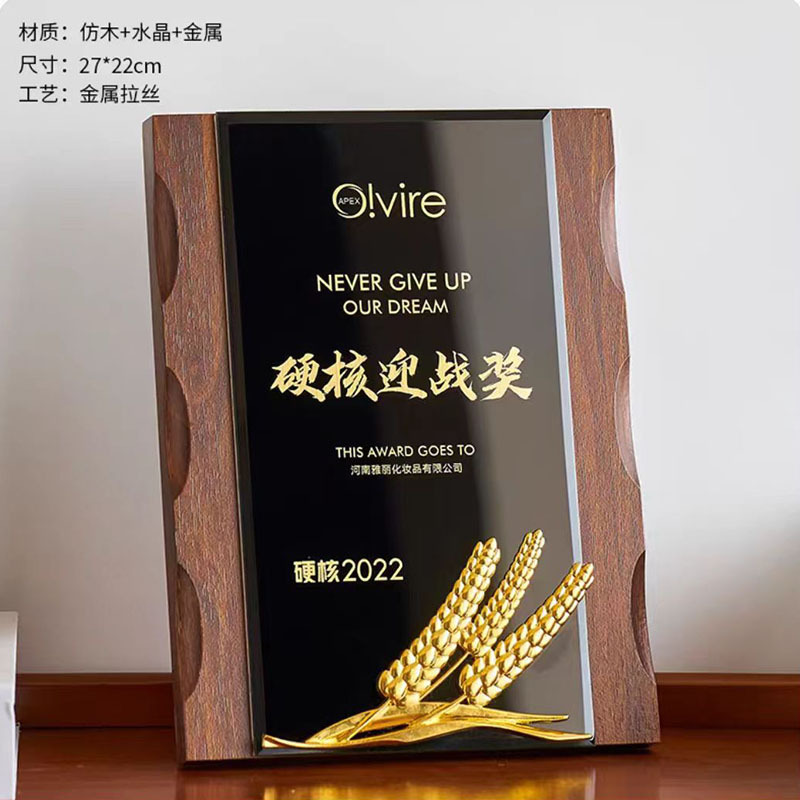 Trofeos de cristal medalla personalizada madera sólida creativa certificados de recuerdos franquiciados placas de honor placa conmemorativa de autorización