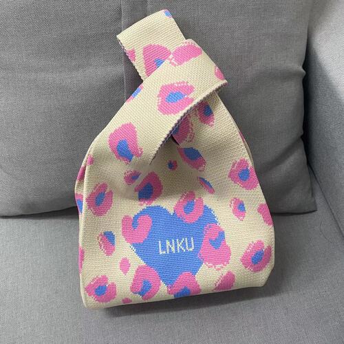 2024 Amazon ebay Korean version wool bag leopard print fashion simple knitted bag shoulder bag tote bag factory